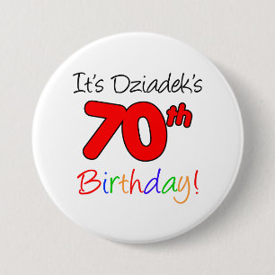 Dziadekの70番目の誕生日おもしろいカラフルだ 缶バッジ