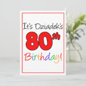 dziadekの80歳の誕生日パーティーのお祝い 招待状 (スタンド正面)