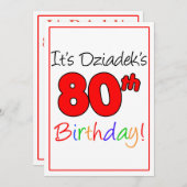 dziadekの80歳の誕生日パーティーのお祝い 招待状 (正面/裏面)