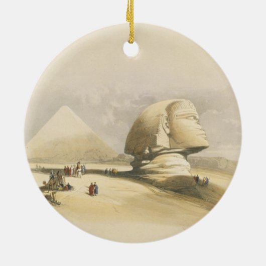 "Eからのギーザの素晴らしいスフィンクスそしてピラミッド、 セラミックオーナメント (裏面)
