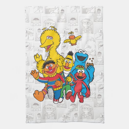 Eはエルモだ |名前の追加 キッチンタオル (縦)