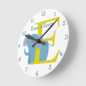 Eは象およびエバン子供の寝室のためです ラウンド壁時計 (傾斜)