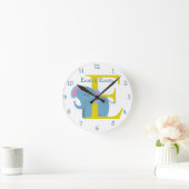 Eは象およびエバン子供の寝室のためです ラウンド壁時計 (ホーム)