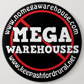 eアシ保フォードの農村はメガウェアハウスにノーと言う 缶バッジ (正面)