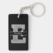 Eイニシャルパーソナライズされたシルバーモノグラムあなたの名前 キーホルダー (裏面)