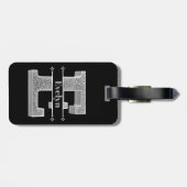 Eイニシャルパーソナライズされたシルバーモノグラムあなたの名前 ラゲッジタグ (裏面横)