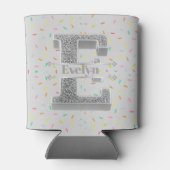 Eイニシャルパーソナライズされたシルバーモノグラムあなたの名前 缶クーラー (裏面)