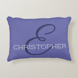 Eイニシャルパーソナライズされた名青トレンディー アクセントクッション