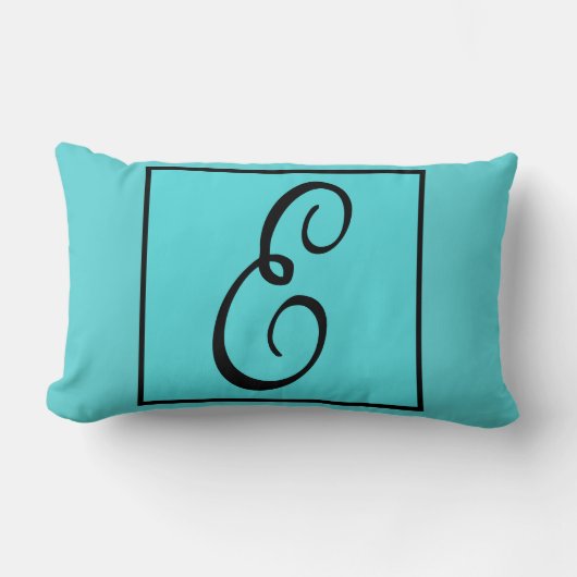EイニシャルPILLOW - Letter E on Aqua Background ランバークッション (正面)