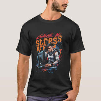 eスポーツ マルチプレイヤー ゲーマー ゲームオン ストレスオフ tシャツ