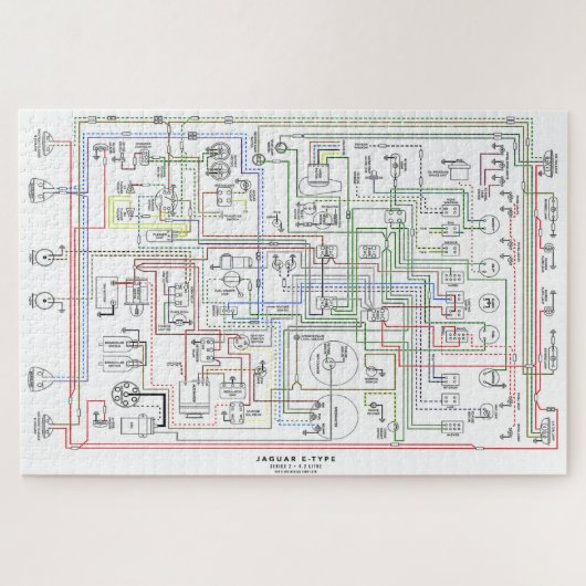EタイプJag、配線図。 ジグソーパズル (横)