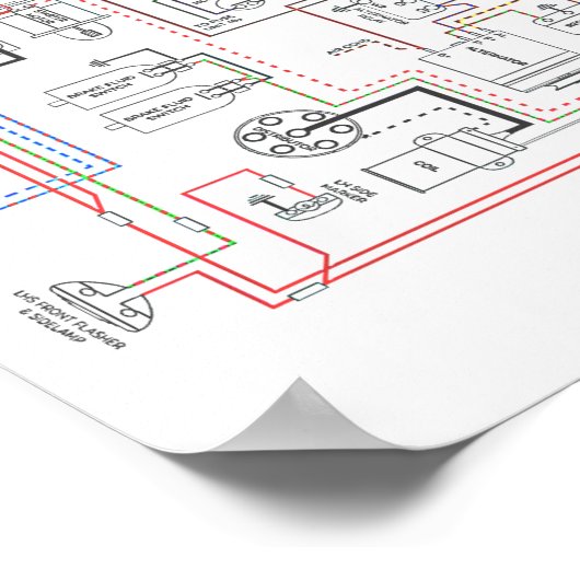 EタイプJag、配線図。 ポスター (角)
