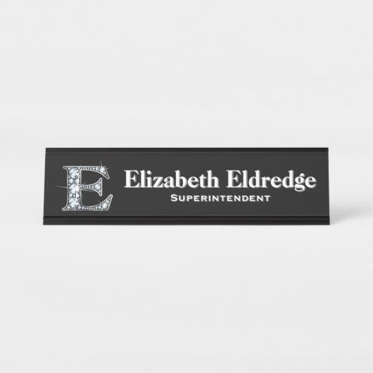 Eダイヤフェイクモンド机用ネームプレート デスクネームプレート (正面)