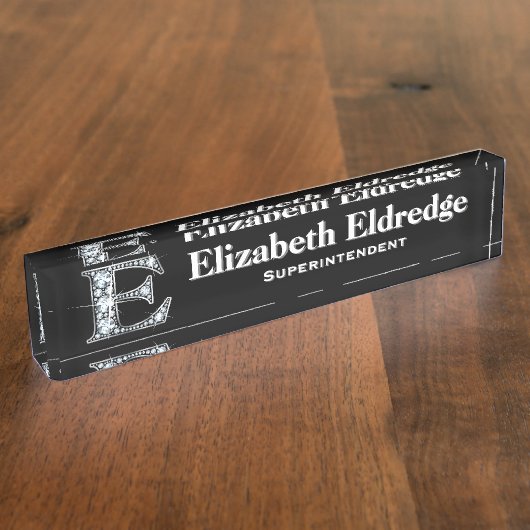 Eダイヤフェイクモンド机用ネームプレート デスクネームプレート (側面)