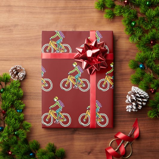 Eバイクの棒人間 ラッピングペーパー (クリスマスギフト)