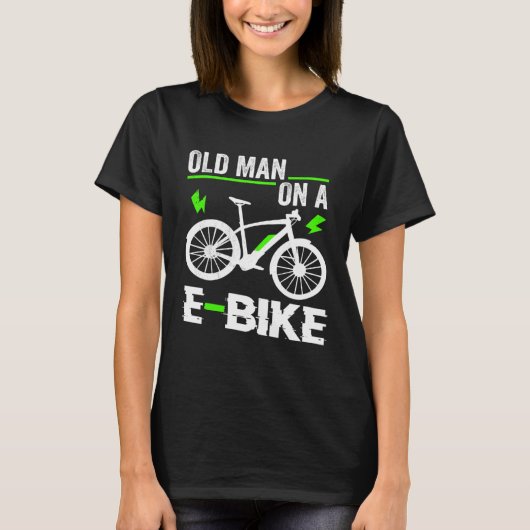 Eバイクの老人スポーツバイク Tシャツ (正面)