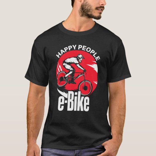 Eバイクもしくは自転車に乗る人EバイクことわざI Love Eサイクリング Tシャツ (正面)
