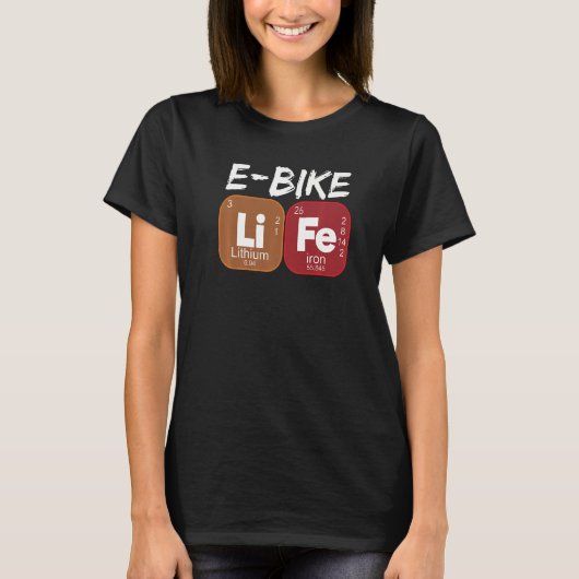 Eバイクライフ周期表電動バイク1 Tシャツ (正面)
