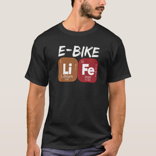 Eバイクライフ周期表電動バイク1 Tシャツ (正面)