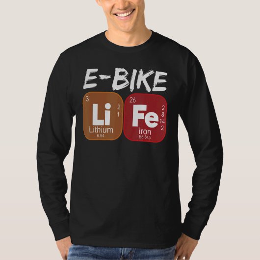 Eバイクライフ周期表電動バイク1 Tシャツ (正面)