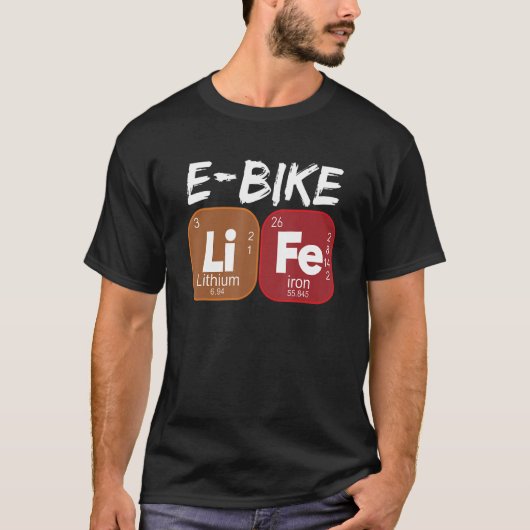 Eバイクライフ周期表電動バイク Tシャツ (正面)