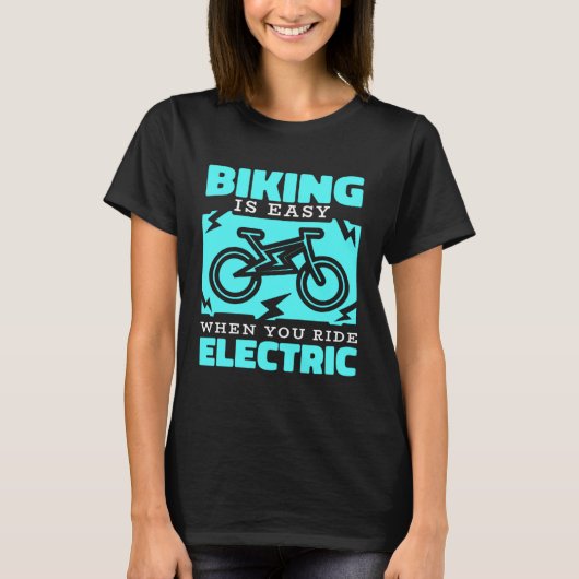 Eバイク乗り自転車サイクリング電池Bik電気 Tシャツ (正面)