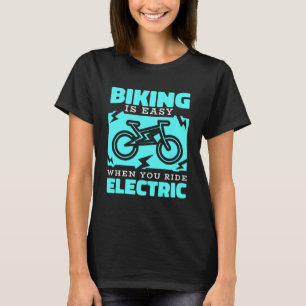 Eバイク乗り自転車サイクリング電池Bik電気 Tシャツ