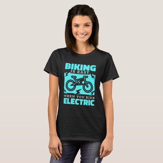Eバイク乗り自転車サイクリング電池Bik電気 Tシャツ (正面フル)