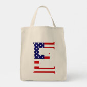 Eモノグラムがアメリカ国旗gtcntにオーバーレイ トートバッグ (裏面)