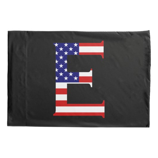 Eモノグラムがアメリカ国旗pccntにオーバーレイ 枕カバー (裏面)