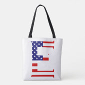 Eモノグラムがアメリカ国旗stcntにオーバーレイ トートバッグ (裏面)