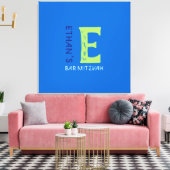 Eモノグラムイニシャルバーバルミツワーサインインボード キャンバスプリント (インサイチュ (リビング))