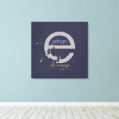 Eモノグラムイニシャルバーバルミツワーサインインボード キャンバスプリント (インサイチュ (ウッドフロア))