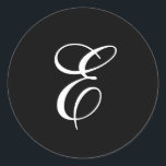 Eモノグラムシール ラウンドシール<br><div class="desc">この白黒のステッカーはキュラスなEモノグラムエレガントを特徴としている。結婚式の引き立てなどに最適</div>