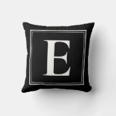 Eモノグラムテンプレートエレガントモダン白黒 クッション (裏面)