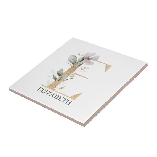 Eモノグラムパーソナライズされたフローラ タイル (側面)