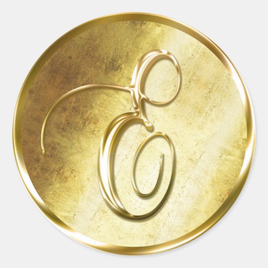Eモノグラムフェイク金ゴールド封筒用シールシール ラウンドシール (正面)