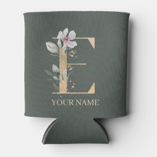 Eモノグラムフローラパーソナライズされたクーラーボックス 缶クーラー (正面)