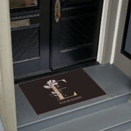 Eモノグラムフローラパーソナライズされた ドアマット