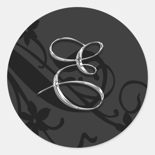 Eモノグラム文字結婚の封筒用シールステッカー ラウンドシール (正面)