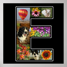 Eモノグラム独自の8フォトコラージブラックを作成 ポスター