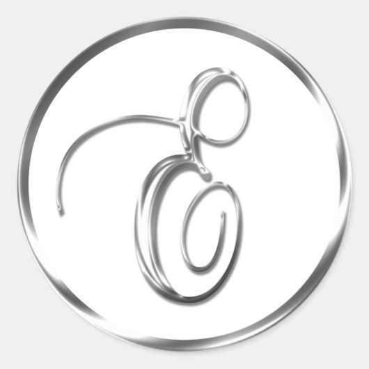 Eモノグラム銀フェイクの封筒または好意シール ラウンドシール (正面)