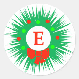 Eモノグラム(モダンクリスマスリース) ラウンドシール
