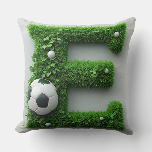 ⚽ E文字サッカートピアリー芝生スポーツ装飾 🌿 クッション (正面)