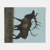 E14ブルエルクシルエットホーンオンザホライズン フリースブランケット (正面(横))