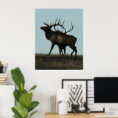 E14ブルエルクシルエットホーンオンザホライズン ポスター (ホームオフィス)