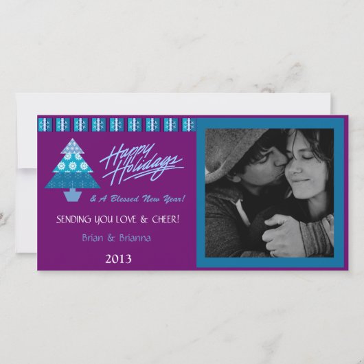 E2休日の木錘のクリスマスの写真カード シーズンカード (正面)