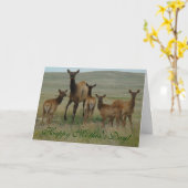 E44ウシエルクと子牛 カード (黄色い花)