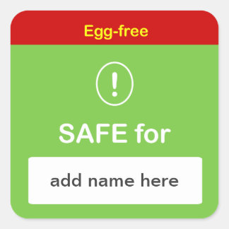 e4 – 安全な食品ラベルと名前をカスタムする～卵フリー。 スクエアシール