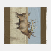 E4 Bullのオオシカの群れのマスター フリースブランケット (正面(横))